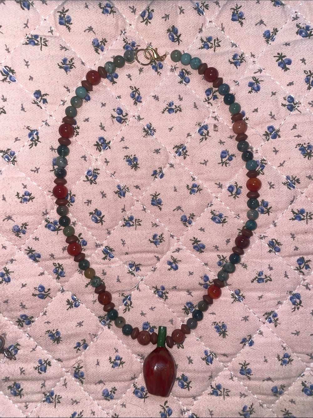 Handmade Necklace with Wooden Apple - Picture 6 of 7